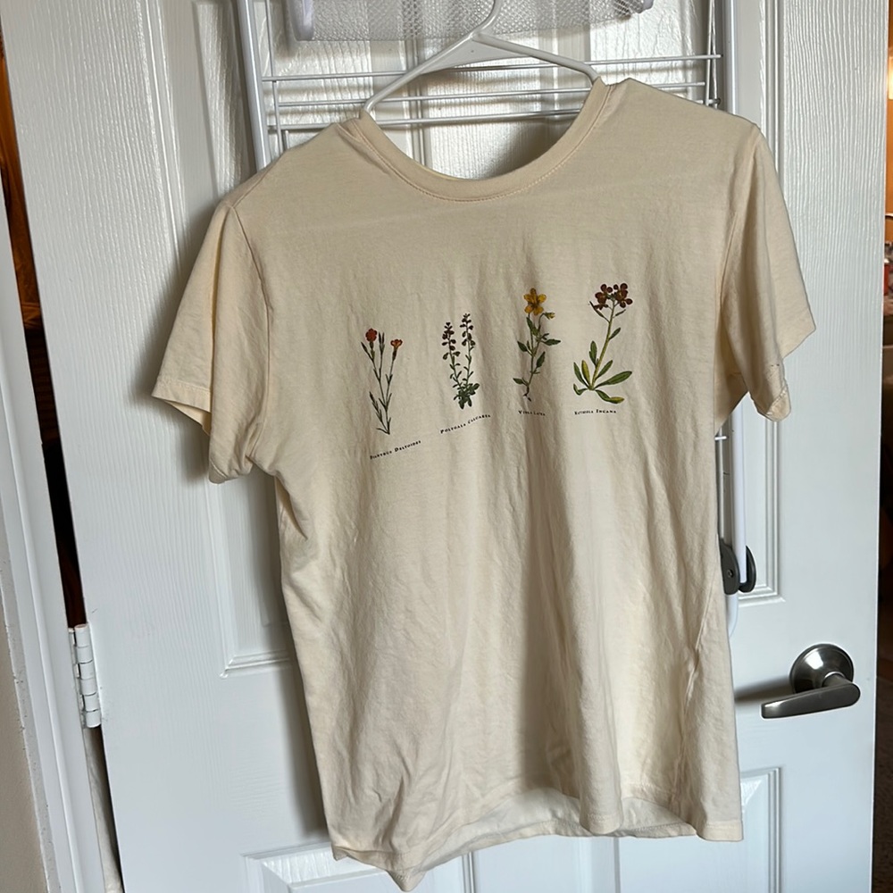 Cream floral graphic T